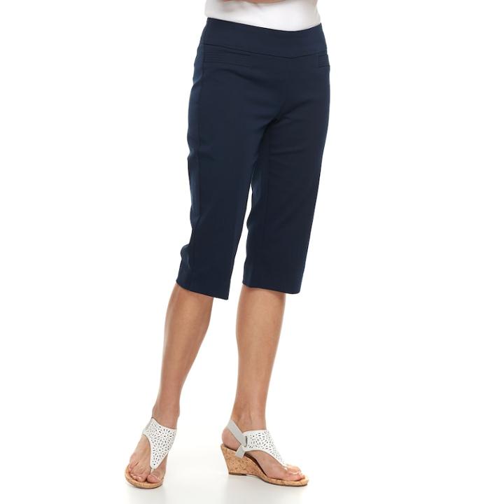 Women's Croft & Barrow&reg; Polished Pull-on Skimmer Capris, Size: 10, Blue (navy)