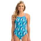 Women's Dolfin Uglies V-2 Printed One-piece Swimsuit, Size: 28 Comp, Turquoise/blue (turq/aqua)