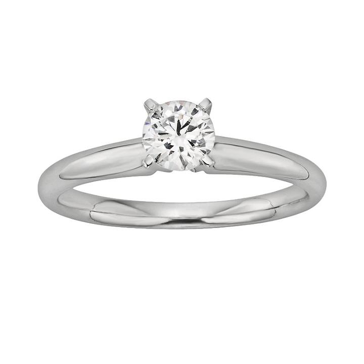 Round-cut Igl Certified Colorless Diamond Solitaire Engagement Ring In 18k White Gold (1/2 Ct T.w.), Women's, Size: 8.50