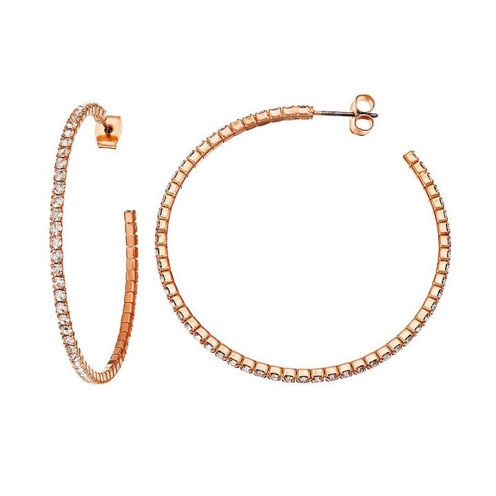 Duchess Of Dazzle Crystal 14k Rose Gold-plated Hoop Earrings, Women's, White