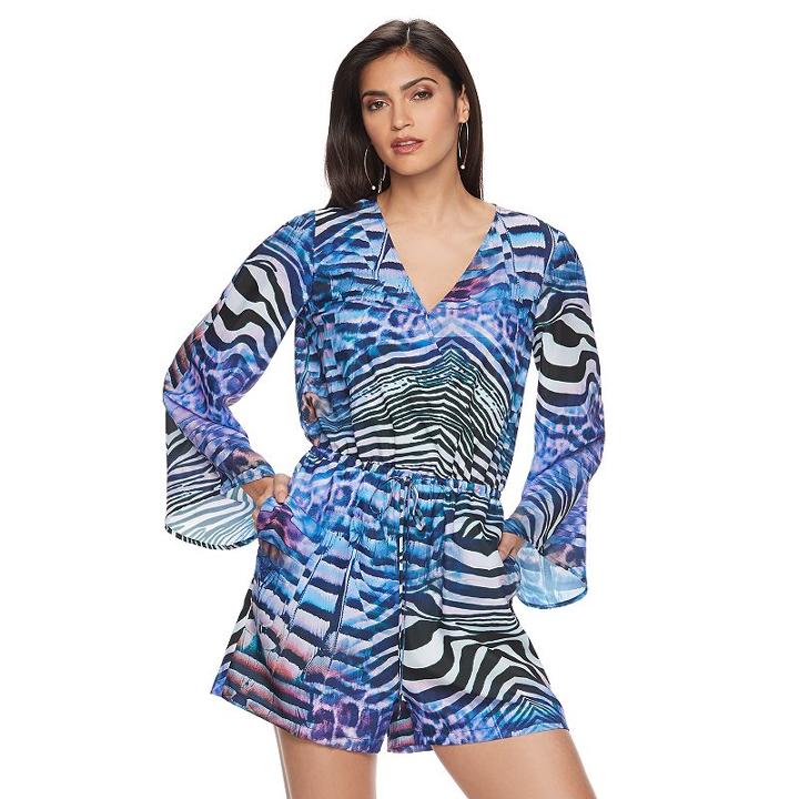 Women's Jennifer Lopez Animal Print Romper, Size: Medium, Blue