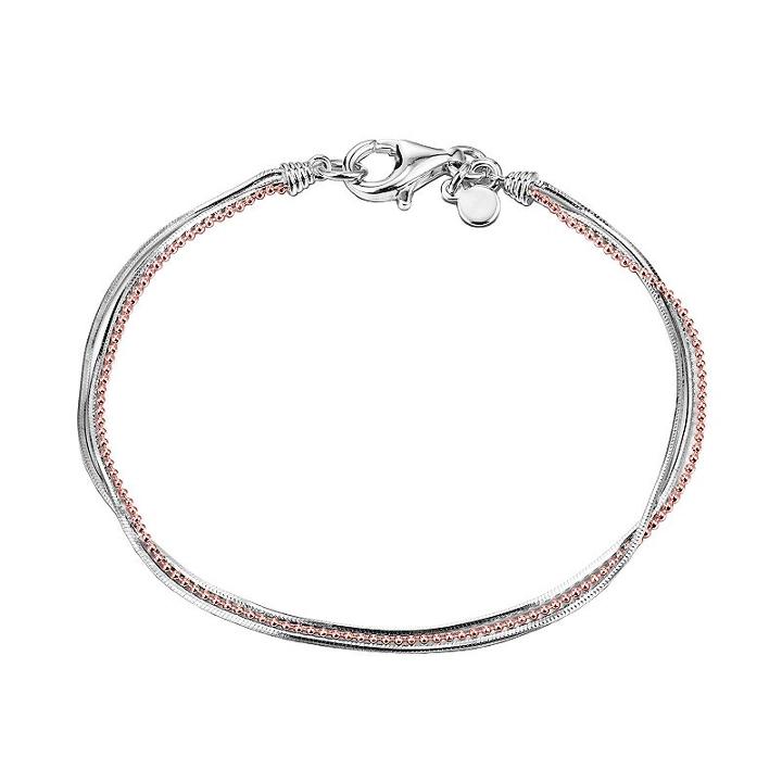 18k Rose Gold Over Silver And Sterling Silver Multistrand Bracelet, Women's, Size: 7.5, Pink