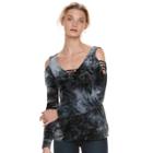 Women's Rock & Republic&reg; Strappy Cold-shoulder Velvet Top, Size: Xs, Black