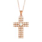 Lily & Lace 14k Rose Gold Plated Cubic Zirconia Cross Pendant Necklace, Women's, Size: 18, White