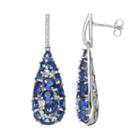 Sterling Silver Simulated Sapphire & Cubic Zirconia Teardrop Earrings, Women's, Blue