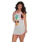 Women's Miken Pineapple Graphic Cover-up, Size: Small, Light Grey