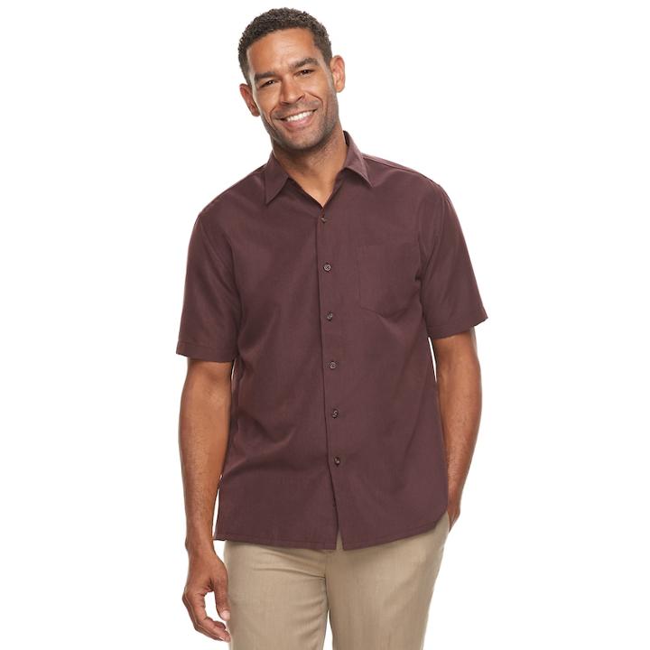 Men's Croft & Barrow&reg; Classic-fit Textured Microfiber Button-down Shirt, Size: Xl, Red