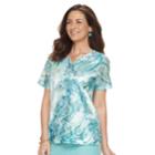 Petite Alfred Dunner Studio Paisley Splitneck Top, Women's, Size: L Petite, Aqua Paisley