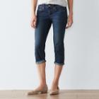 Petite Sonoma Goods For Life&trade; Cuffed Capri Jeans, Women's, Size: 2 Petite, Dark Blue