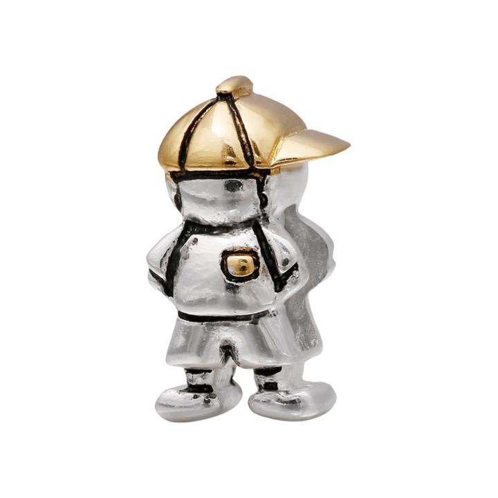 Individuality Beads Sterling Silver And 14k Gold Over Silver Boy Bead, Multicolor