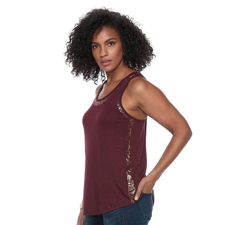 Women's Apt. 9&reg; Foil Graphic Tank, Size: Xl, Red