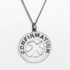 Sterling Silver Confirmation Dove Circle Pendant, Adult Unisex, Size: 18, Grey