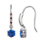 Red, White & Blue Crystal Silver Tone Drop Earrings, Women's, Multicolor
