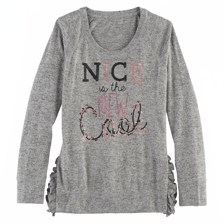 Girls 7-16 & Plus Size So® Ruffle Sweater, Size: 16 1/2, Med Grey