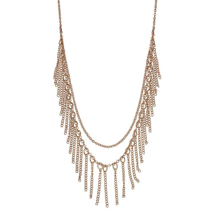Chain Fringe Necklace, Women's, Gold