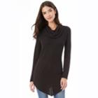 Juniors' Iz Byer California V-hem Cowlneck Sweater, Teens, Size: Large, Black