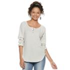 Juniors' So&reg; Thermal Henley Top, Teens, Size: Xl, Light Grey