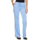 Women's Juicy Couture Solid Bootcut Velour Pants, Size: L Long, Light Blue