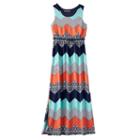 Girls 7-16 Three Pink Hearts Racerback Braid Belt Maxi Dress, Girl's, Size: 7, Med Blue