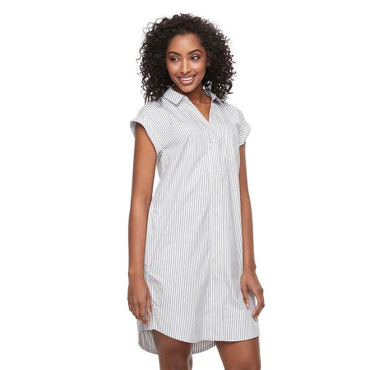 Women's Apt. 9&reg; Poplin Shirtdress, Size: 0, White