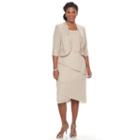 Plus Size Le Bos Tiered Shift Evening Dress & Jacket Set, Women's, Size: 14 W, Med Brown
