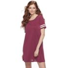 Juniors' Pink Republic Stripe-sleeve T-shirt Dress, Teens, Size: Xl, Brt Red