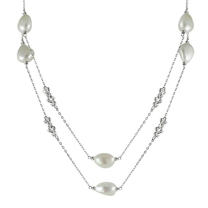Sterling Silver Freshwater Cultured Pearl Bead Long Necklace, Women's, Size: 36, White
