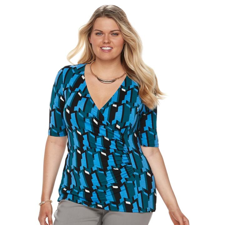 Plus Size Dana Buchman Wrap Top, Women's, Size: 1xl, Blue
