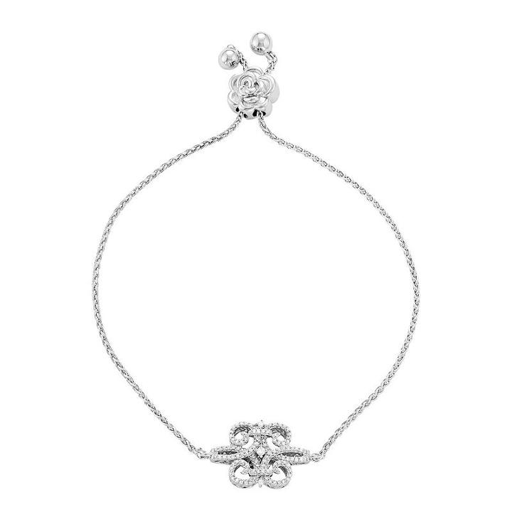Simply Vera Vera Wang Sterling Silver 1/5 Carat T.w. Diamond Bolo Bracelet, Women's, Size: 9, White