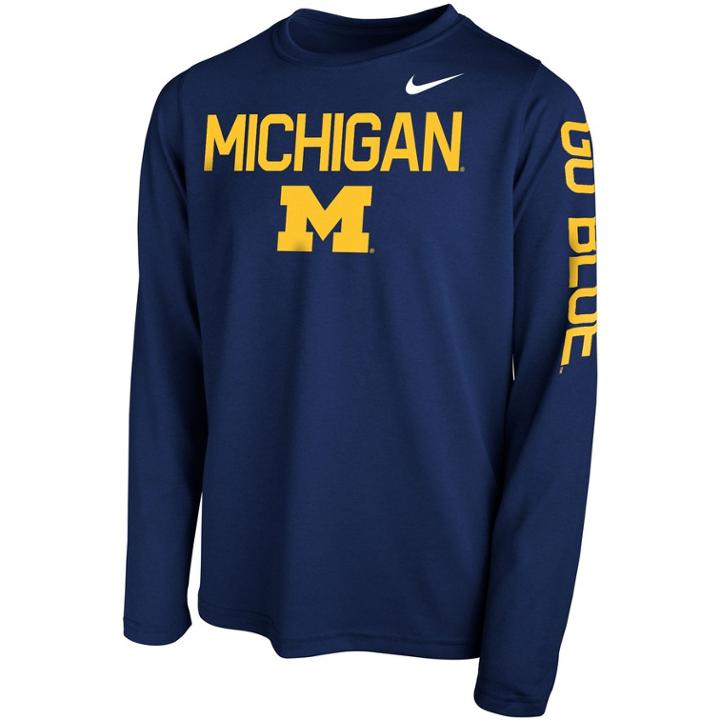 Boys 8-20 Nike Michigan Wolverines Legend Core Tee, Size: M 10-12, Blue (navy)