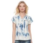 Women's Rock & Republic&reg; Acid Wash Chambray Shirt, Size: Large, Blue Other