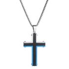 Lynx Men's Two Tone Stainless Steel Cross Pendant Necklace, Size: 24, Multicolor