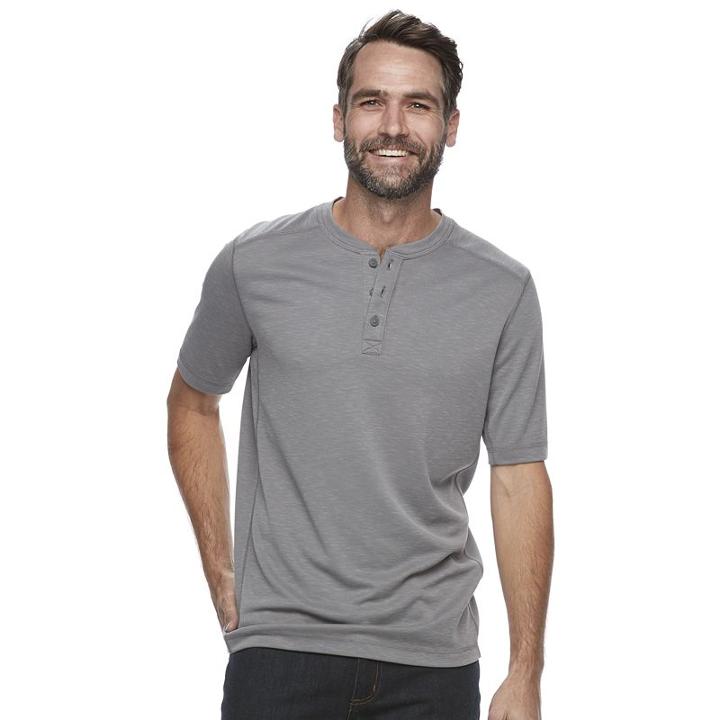 Men's Croft & Barrow&reg; Classic-fit Outdoor Performance Henley, Size: Large, Grey