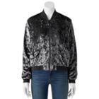 Juniors' Cloud Chaser Velvet Bomber Jacket, Girl's, Size: Large, Black