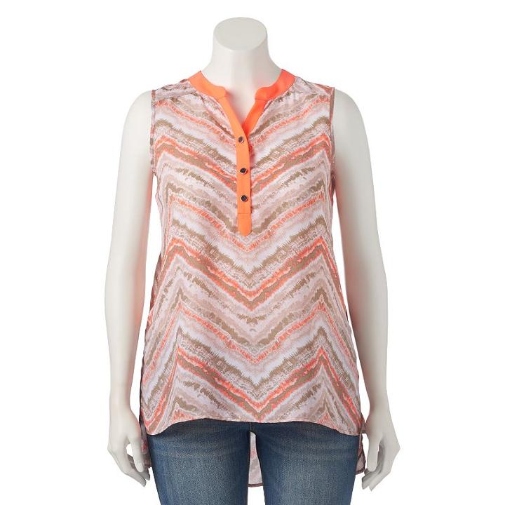 Juniors' Plus Size Heartsoul Chevron Sleeveless Tunic, Girl's, Size: 3xl, Beige Oth