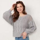 Women's Lc Lauren Conrad Cable-knit Crop Sweater, Size: Xs, Silver
