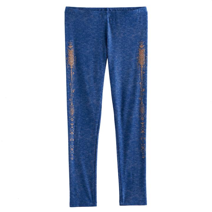 Girls 7-16 & Plus Size Mudd&reg; Patterned Soft Leggings, Size: 7-8, Blue