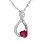 Lab-created Ruby & Diamond Accent Sterling Silver Heart & Infinity Pendant Necklace, Women's, Size: 18, Red