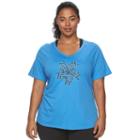 Plus Size Tek Gear&reg; Easy Graphic V-neck Workout Tee, Women's, Size: 3xl, Med Blue