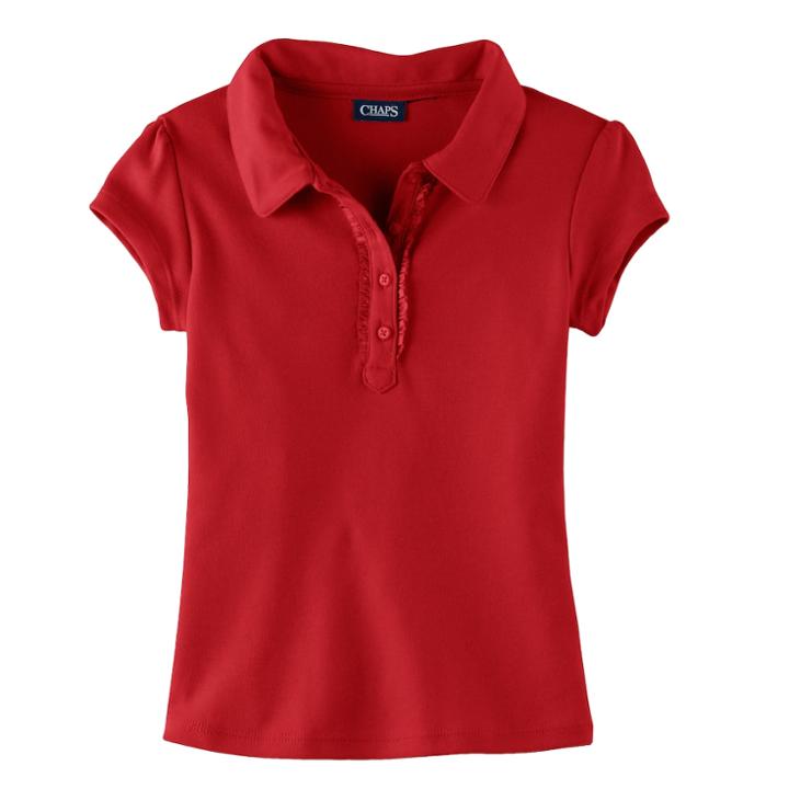 Girls 4-6x Chaps Ruffled Polo Shirt, Size: 6x, Red Other