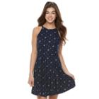 Juniors' Mudd&reg; Print Strappy Halter Dress, Girl's, Size: Medium, Dark Blue