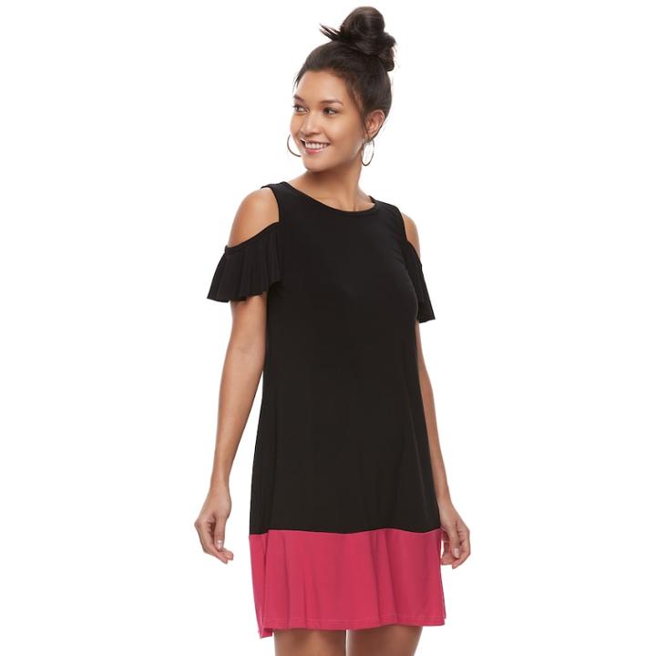 Women's Tiana B Cold-shoulder Colorblock Dress, Size: 10, Grey