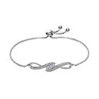 Sterling Silver Lab-created White Sapphire Infinity Lariat Bracelet, Women's