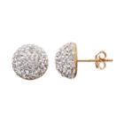 Crystal 14k Gold Over Silver Button Stud Earrings, Women's, White
