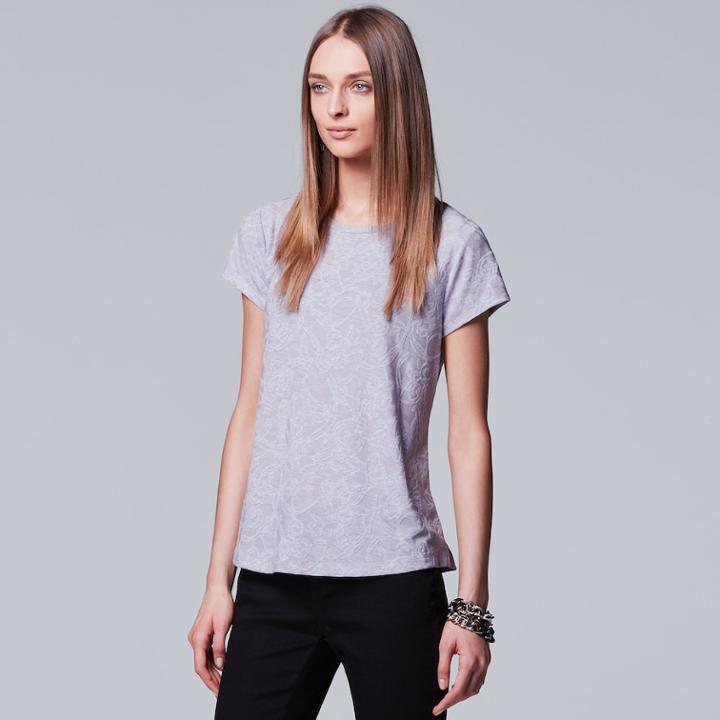 Petite Simply Vera Vera Wang Jacquard Tee, Women's, Size: Xl Petite, Brt Purple