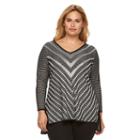 Plus Size Dana Buchman Chevron V-neck Sweater, Women's, Size: 1xl, White
