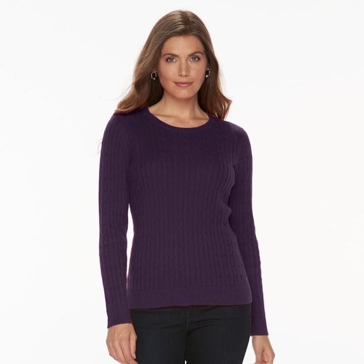 Petite Croft & Barrow&reg; Cable Knit Sweater, Women's, Size: Xl Petite, Drk Purple