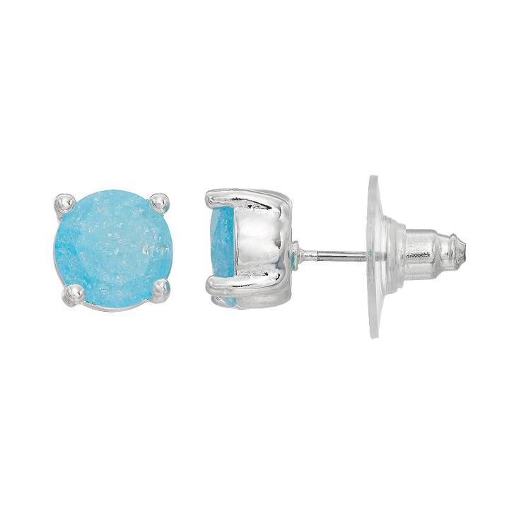 Lc Lauren Conrad Crackle Nickel Free Round Stud Earrings, Women's, Blue