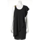Women's Double Click Ruffle Sheath Dress, Size: Medium, Black