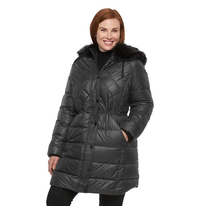 Plus Size Apt. 9&reg; Hooded Anorak Puffer Jacket, Women's, Size: 2xl, Dark Grey